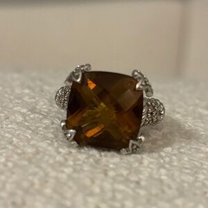 Judith Ripka Elegant Brown Cushion-Cut Cocktail Ring - Women Jewelry